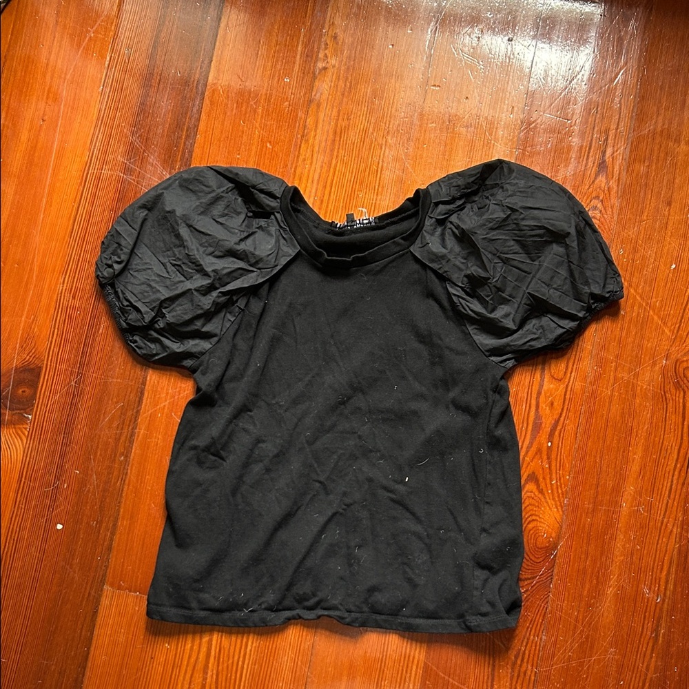 English Factory Black Puff Short Sleeve Top